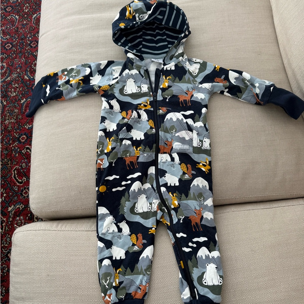 Polarn O. Pyret Navy Animal Print Bodysuit